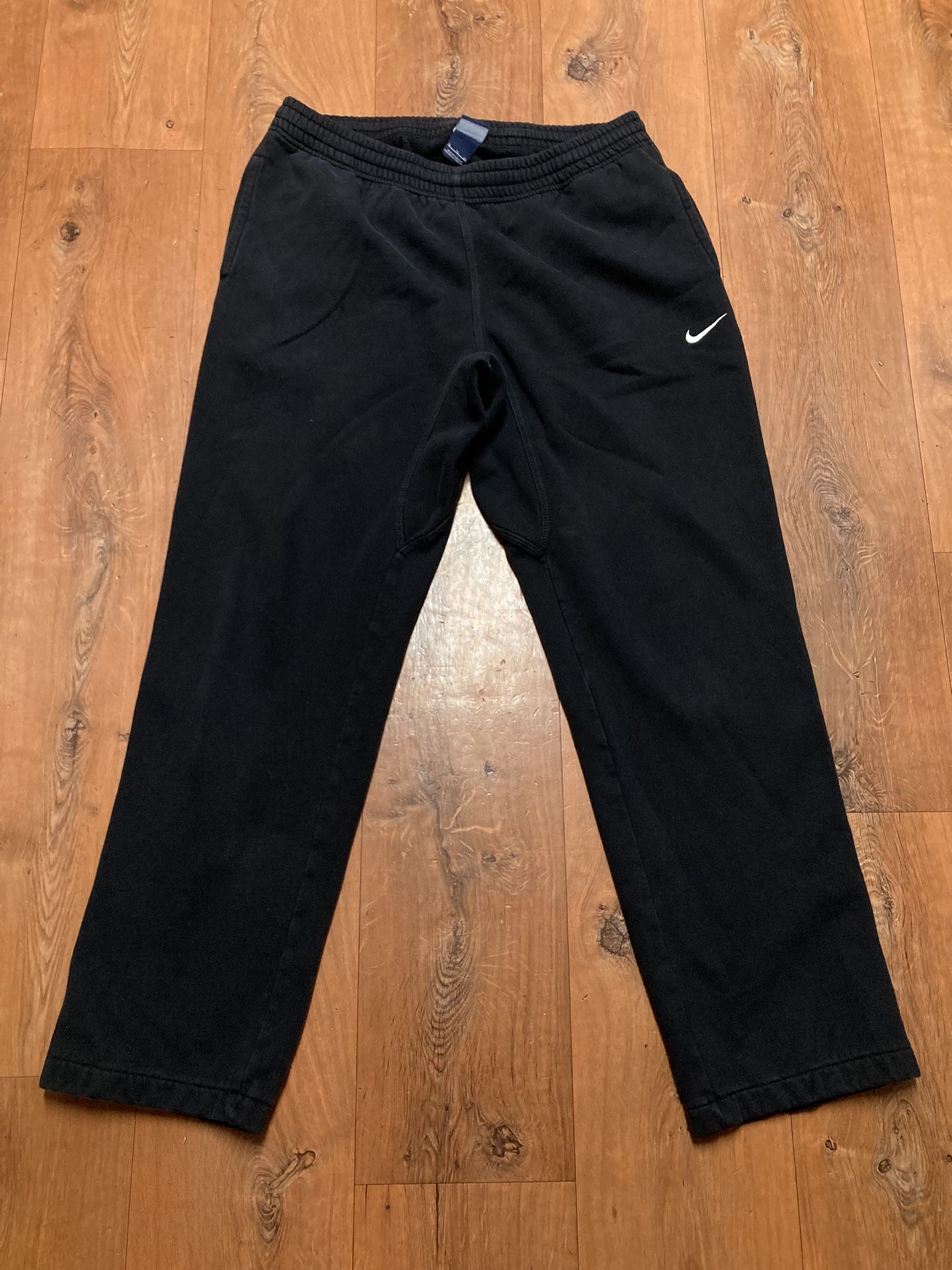 Mens XL NIKE Black Pants Swoosh Logo Track Fleece Joggers Comfy Sweatpants