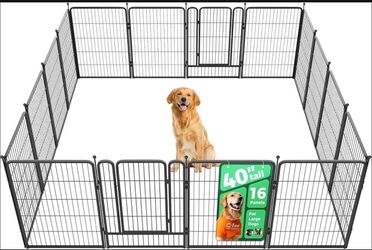 J339-Rollick Unleashed Dog Playpen for Indoor, Yard, RV Camping, 40 inch 16 Panels for Medium and Large Dogs│Patented