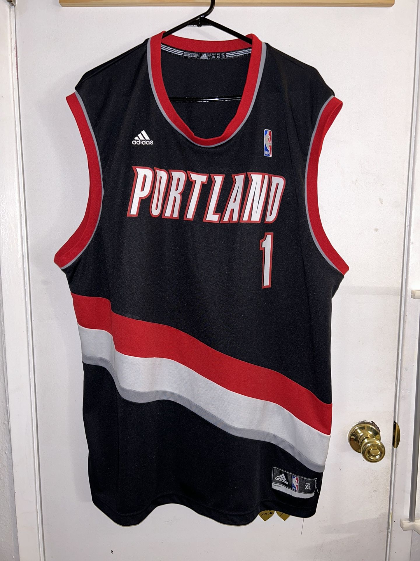 Portland Trail Blazers Adidas Personal Custom # 1 Hernandez Black Jersey Sz XL