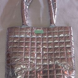 Clinique Metallic Silver Puffy Quilted Tote Bag $5