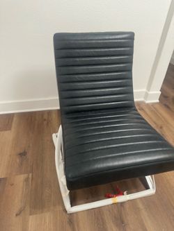 Art Leon Retro Armless PU Leather Chair - Faux Leather dark blue only available