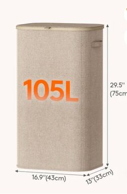 Fabric Laundry Hamper with Bamboo Lid