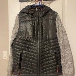 Superdry Storm Softshell Hybrid Zip Jacket Hooded Gray /Charcoal Men’s XL