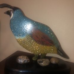 Wooden Quail Sculpture 
