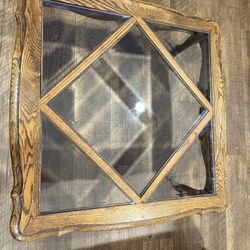 Coffee Table Oak Wood With Glass Top 
