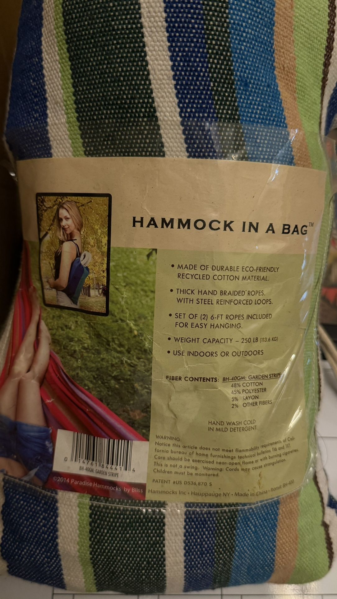 Hammock in a Bag — New (Indoor/Outdoor)