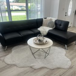 Black Couch/Sectional and  Ottoman