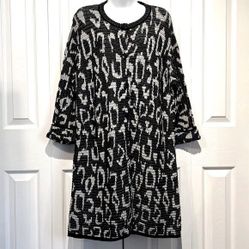 Olsen Europe Black/White Patterned Cardigan Size M (10) Nwot