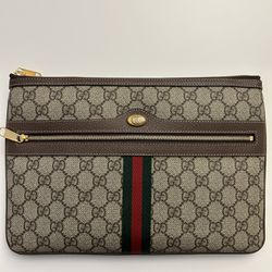 Gucci GG Supreme Monogram Large Ophidia Pouch Clutch Brand New