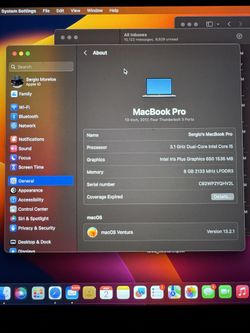 MacBook Pro  13 Inch 3.1 GHz I5 Processor 8gb Ram