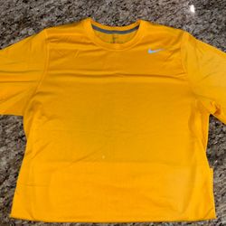 Yellow Nike Mens Dri Fit Short Sleeved Shirt