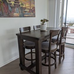 [Move out Sale] Dining / bar table & 4 upholstered stools