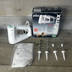 Vintage Braun Multimix 3 Speed Hand Mixer M810 220 Watt With Attachments