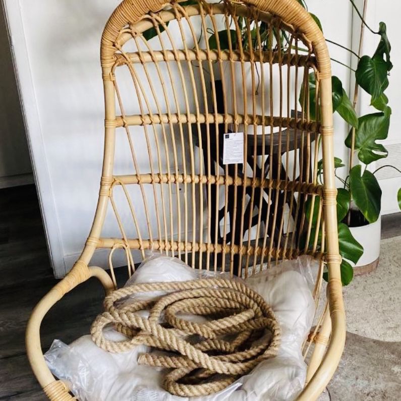 Egg Swing Chair In Rattan + Pillow