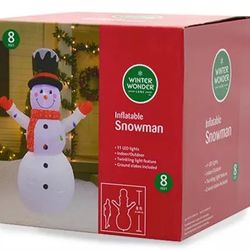 8 Feet Inflatable LED Snowman Outdoor Christmas Decorations 