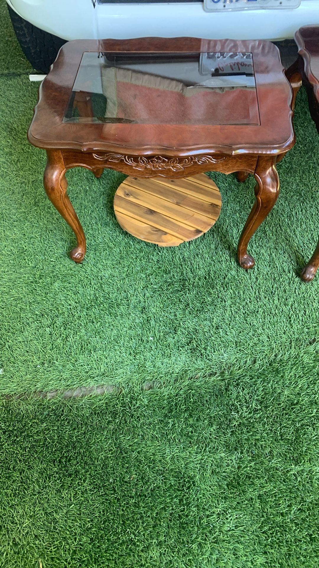 Two Thomasville Glass End Tables