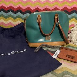 Dooney & Bourke Green Crossbody Satchel Bag & Wallet