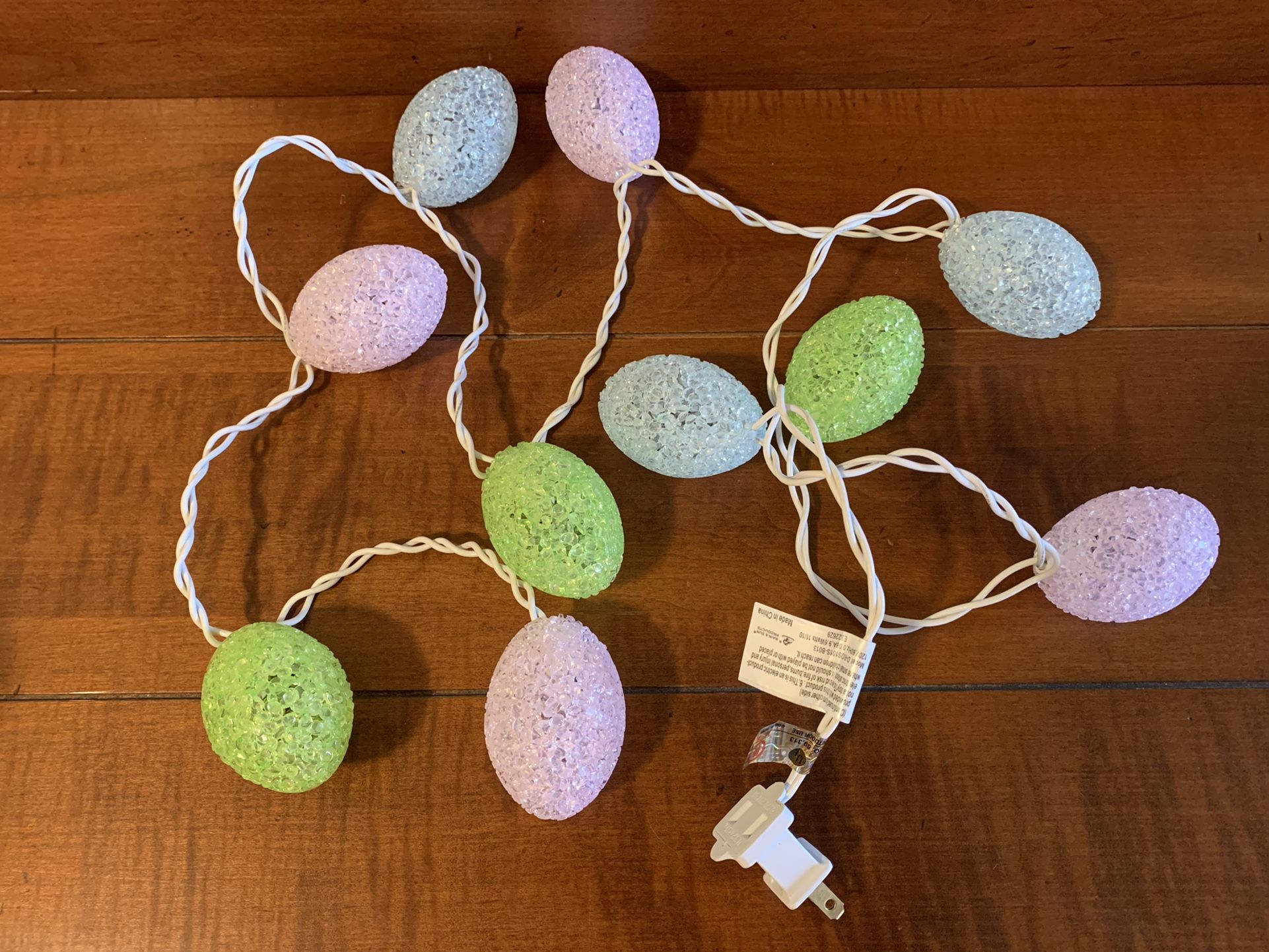 1 String of Easter Egg Jelly Plastic Melted Popcorn Rubber Pastel Lights - 5’ long