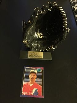 Randy Johnson rookie card. And mini gloves