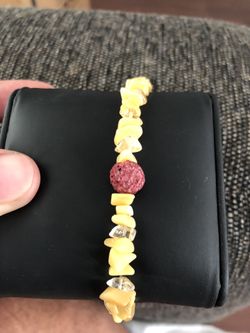 Jasper and Citrine Bracelet With Volcanic Stone Detail