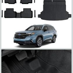 Floor Mats for Subaru Forester 2025 2026, All Weather Floor Mats Trunk Cargo Liner with Backrest Protectors and Door Sill Guards Accessories