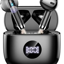 Wireless Earbuds, Bluetooth 5.4 Headphones HiFi Stereo, in Ear Earphones with 4 ENC Noise Cancelling Mics, 50H Playback LED Display Earbuds, IP7 Water