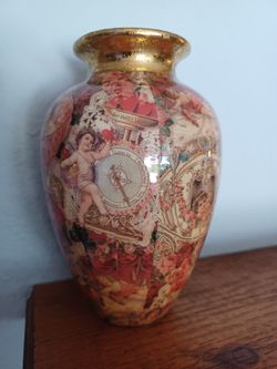 #1575, Victorian decoupaged vase.