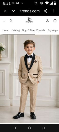 Kids 4 piece Tan Suit