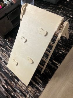 Wooden Pikler Triangle with Climbing Ramp
