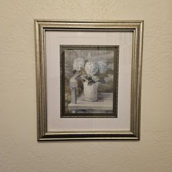 Danhui Nai Print Of Blue Hydrangea Flowers In Silver Frame