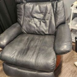 Navy Blue Leather Recliner 