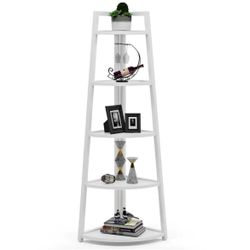 HL027 5-Tier Corner Shelf, 70" Tall Corner Ladder Shelf Small Bookshelf