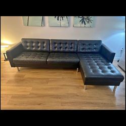 Like Knew Black leather Sectional, Morabo, IKEA, Sofa, Loveseat
