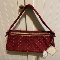 Red & Gold Handbag D.L. Rhein for Silvestri Wide Strap Buckle Zip tote New with tags