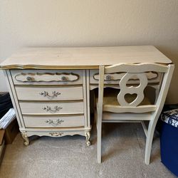 Vintage French Provincial Desk And Nightstand 