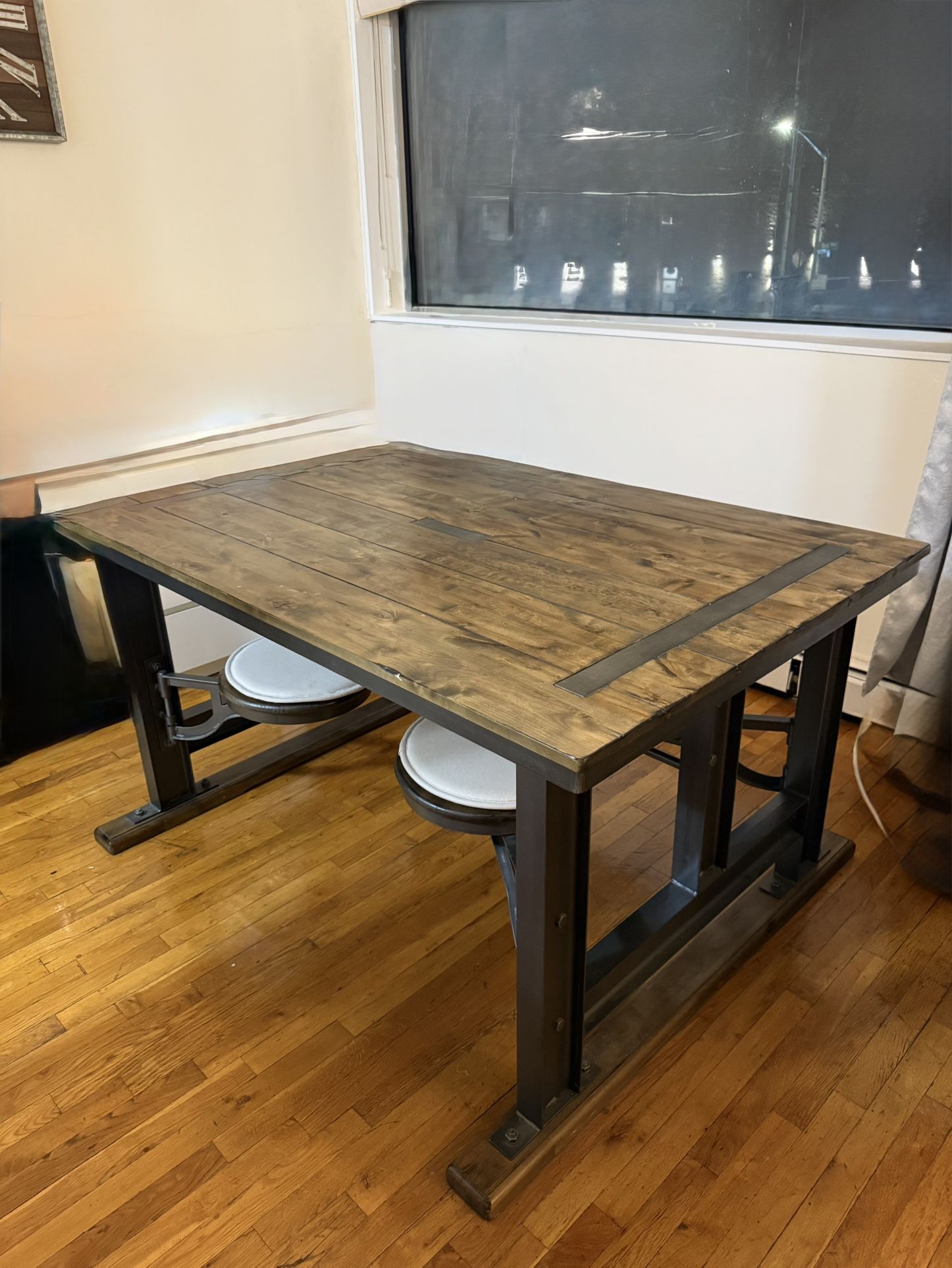 Industrial Wood And Metal Dining Table