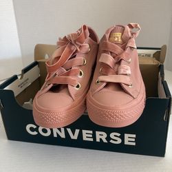 Converse Chuck Taylor All Star Big Eyelet Rust Pink Leather Low Top Sneakers with Velve...