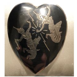 925 STER Silver Siam Heart Brooch / Pin