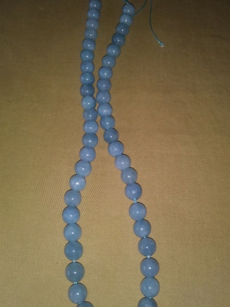 Aquamarine Bead Strand For Necklace