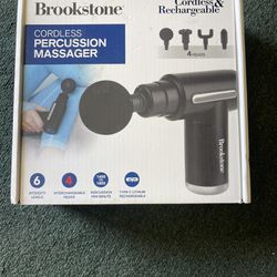 Brookstone Cordless Hot Cold Percussion Massager Gun,6 Intensity Levels,Deep