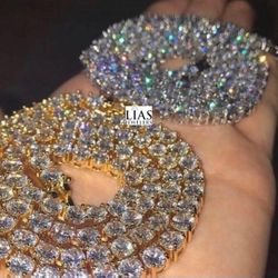 New 18k White Or Yellow Gold Tennis Chain 