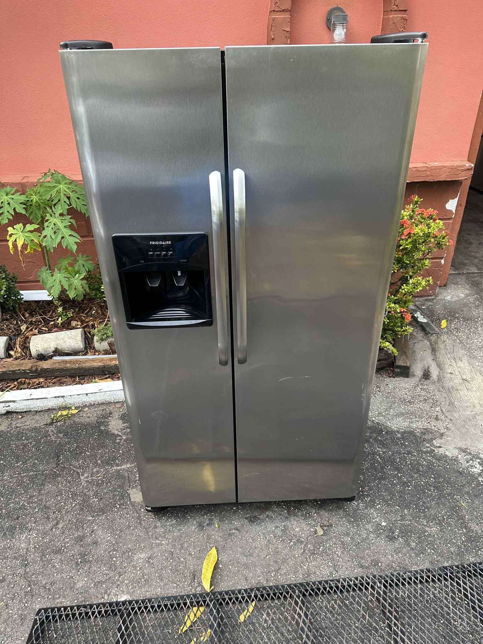 Frigidaire Stainless Steel Refrigerator; Side by Side
