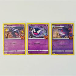 Pokemon Gengar, Gastly, & Haunter Trick Or Trade Stamped Card Set