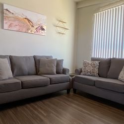 Stylish Gray Sofa & Loveseat Set 