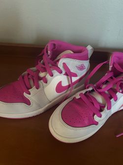 Air Jordan 1 Mid Pink and White Sneakers