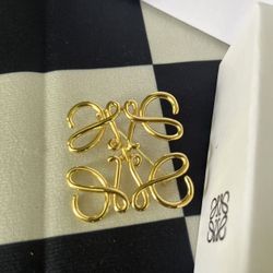 LOEWE Gold Anagram Logo Brooch