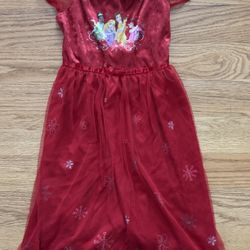 Girl’s Disney Princess Red Holiday Tulle Nightgown - 6/6X