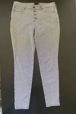 Striped Skinny Jeans with Button Fly (size 12)