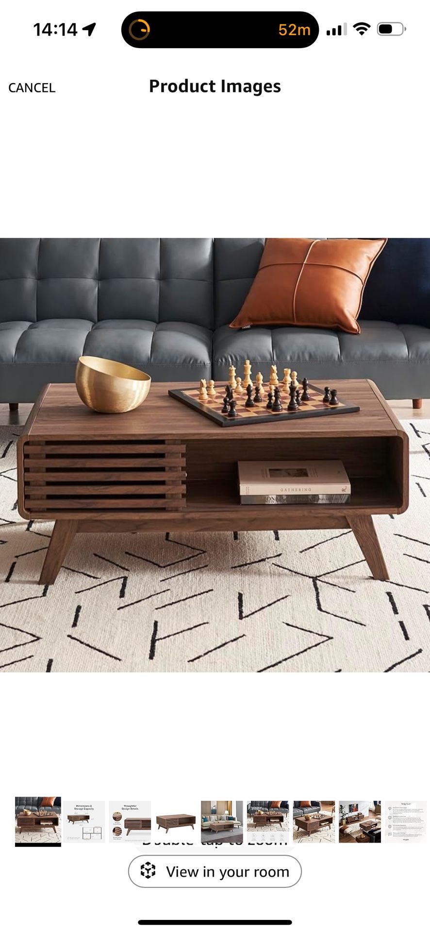 NEW IN BOX: mopio Ensley Coffee Table, Mid Century Modern Table with Storage, Farmhouse Wood Coffee Table for Living Room Fluted (Walnut)