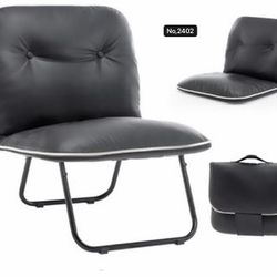 3 in 1 Folding Chair Foldable Floor Chair ,Lounging & Gaming, Portable Camping Chair with Metal Frame Comfy Accent Chair Reading Chair ,Black